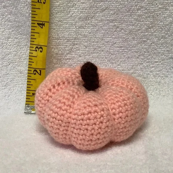 3 Crocheted handmade pumpkins teal & orange - Picture 2 of 4